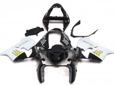 Carénages Moto Kawasaki ZX9R 2002-2003 - Blanc Noir Brillant Jaune Monstre