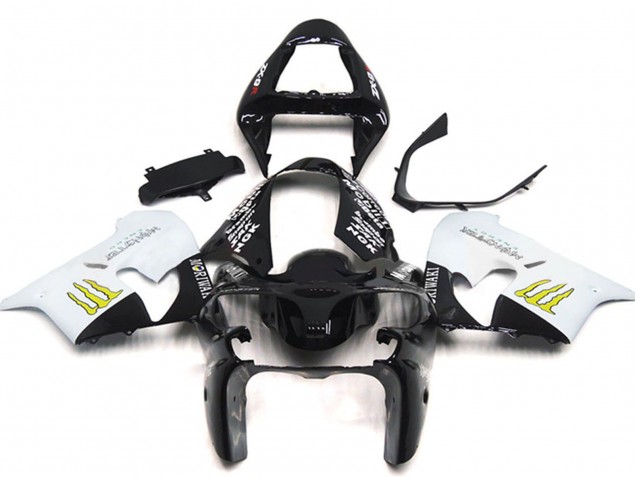 Carénages Moto Kawasaki ZX9R 2002-2003 - Blanc Noir Brillant Jaune Monstre