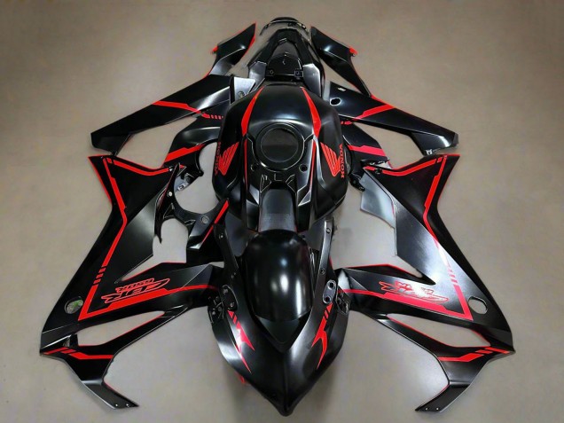 Carénages Moto Honda CBR650R 2019-2020 - Noir Brillant Rouge Bande