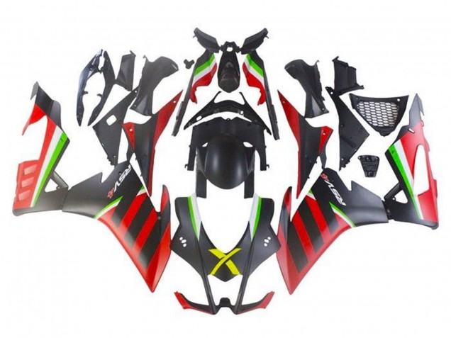 Carénages Moto Aprilia RSV4 1000 2009-2015 - Noir Mat Rouge Vert Bande