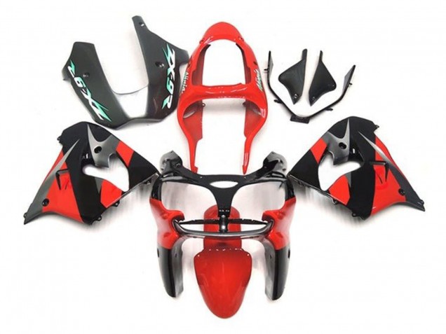Carénages Moto Kawasaki ZX9R 2002-2003 - Rouge Noir Argent