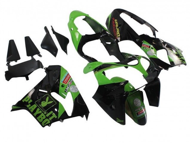 Carénages Moto Kawasaki ZX9R 2002-2003 - Vert Noir Playboy