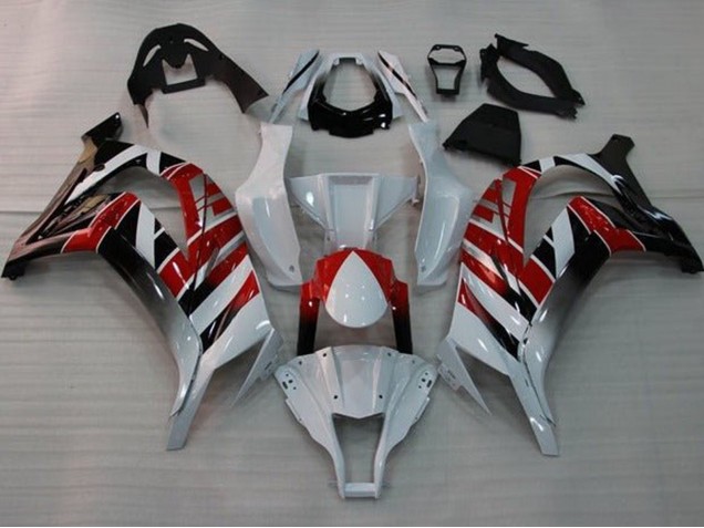 Carénages Moto Kawasaki ZX10R 2011-2015 - Blanc Rouge Noir Bande