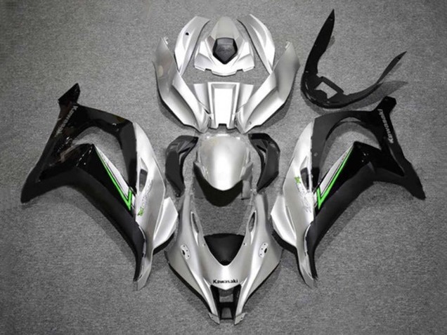 Carénages Moto Kawasaki ZX10R 2016-2020 - Argent Vert Noir