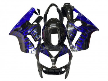 Carénages Moto Kawasaki ZX12R 2002-2006 - Noir Brillant Bleu Flamme