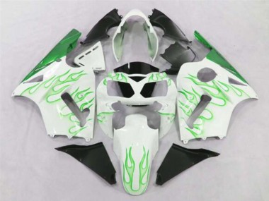 Carénages Moto Kawasaki ZX12R 2002-2006 - Blanc Vert Flamme