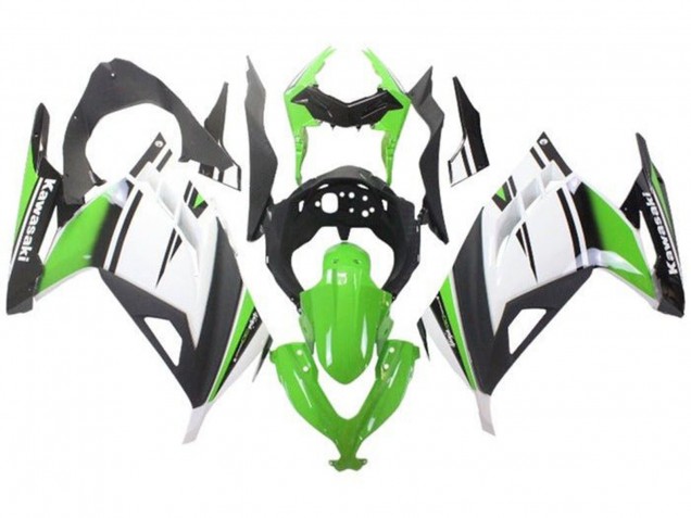 Carénages Moto Kawasaki EX300 2013-2024 - Vert Blanc Noir Noir Mat
