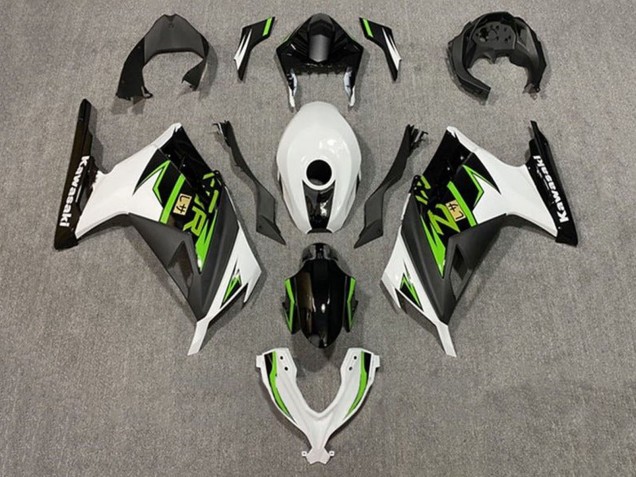 Carénages Moto Kawasaki EX300 2013-2024 - Blanc Vert Noir
