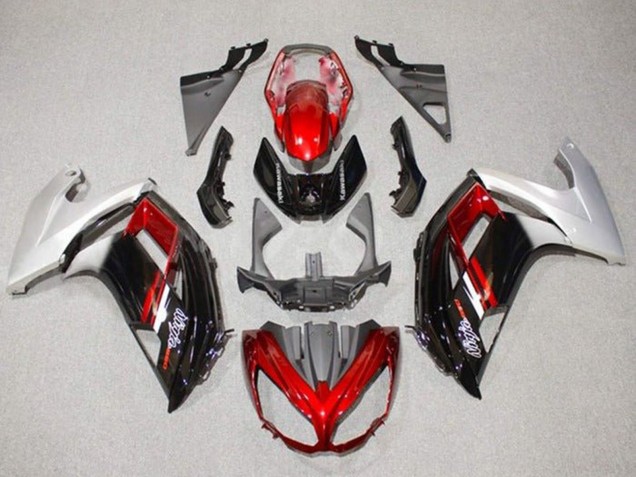 Carénages Moto Kawasaki Ninja 650 EX650 2012-2016 - Argent Rouge Noir Brillant