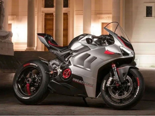 Carénages Moto Ducati Panigale V4 V4S 2020-2021 - Argent Rouge Noir