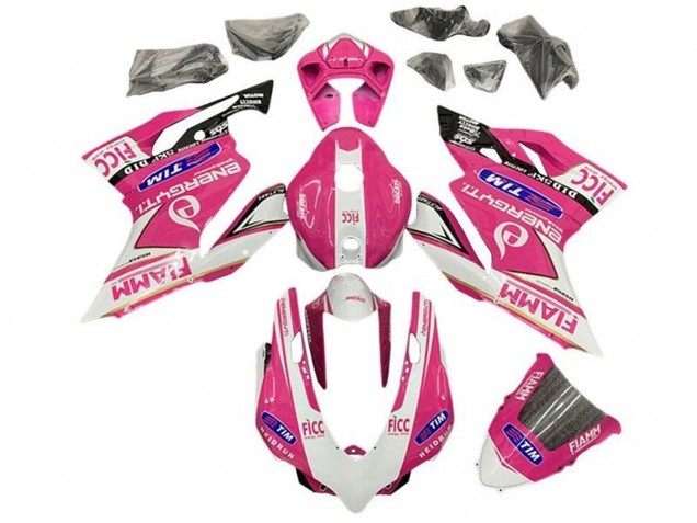 Carénages Moto Ducati Panigale 899/1199 2011-2014 - Rose Blanc Noir Brillant Fiamm
