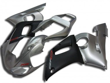 Carénages Moto Yamaha YZF R6 1998-2002 - Argent Noir Mat Rouge Décalque