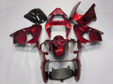 Carénages Moto Kawasaki ZX6R 2000-2002 - Bonbon Rouge Noir Tribal