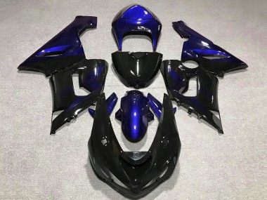 Carénage Moto Kawasaki ZX6R 2005-2006 - Bleu Noir Brillant