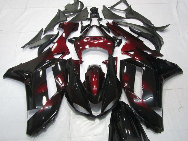 Carénages Moto Kawasaki ZX6R 2007-2008 - Noir Rouge Foncé