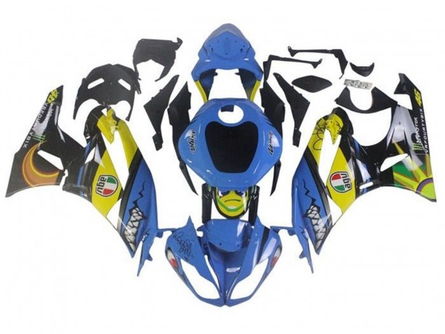 Carénages Moto Kawasaki ZX6R 2009-2012 - Bleu Jaune Requin