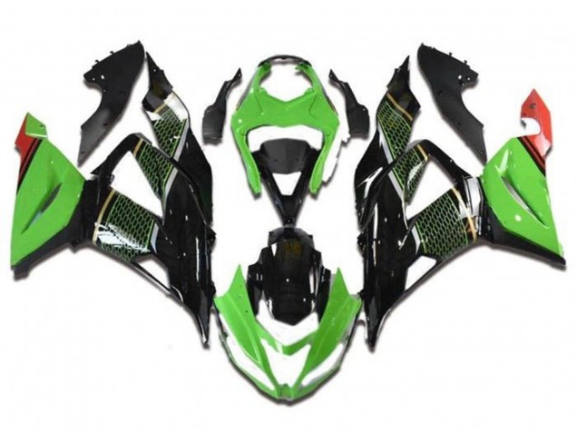 Carénages Moto Kawasaki ZX6R 2013-2018 - Vert Noir Rouge Rayon de Miel