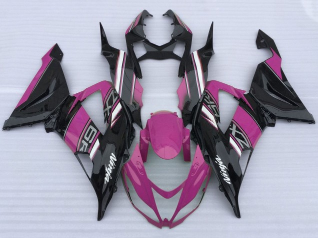 Carénages Moto Kawasaki ZX6R 2013-2018 - Rose Noir Blanc