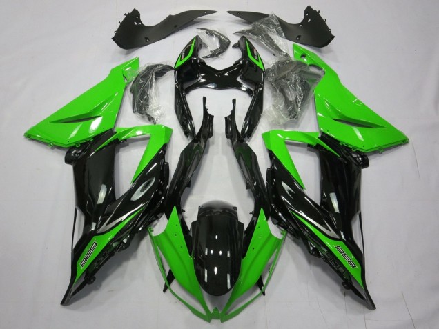 Carénages Moto Kawasaki ZX6R 2013-2018 - Vert Noir Brillant