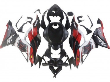Carénages Moto Kawasaki ZX6R 2019-2022 - Noir Mat Rouge Blanc Requin