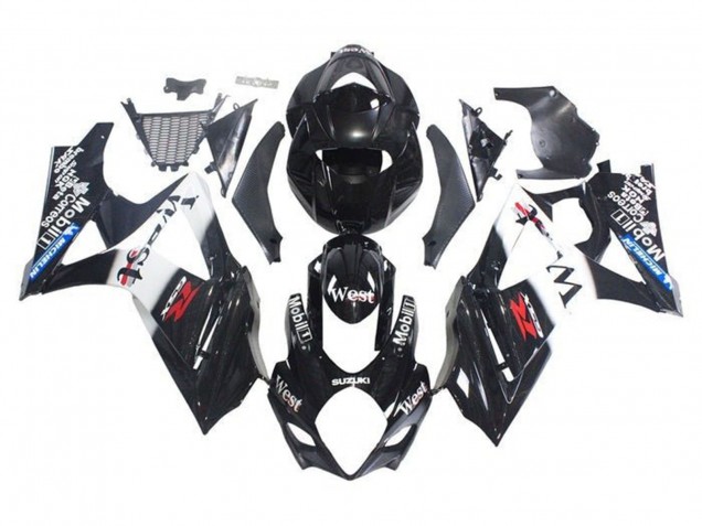 Carénages Moto Suzuki GSXR 1000 2005-2006 - Noir Brillant Blanc West
