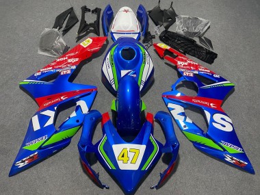 Carénages Moto Suzuki GSXR 1000 2005-2006 - Bleu Vert Blanc Rouge 47 Courses