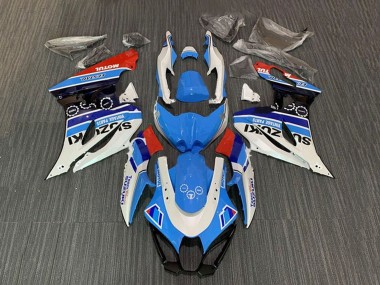 Carénages Moto Suzuki GSXR1000 2017-2024 - Blanc Bleu Bande Rouge Motul
