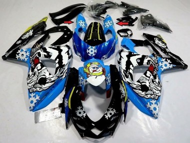 Carénages Moto Suzuki GSXR 1000 2009-2016 - Bleu Noir Blanc Neige