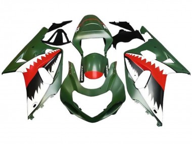 Carénages Moto Suzuki GSXR 600 / GSXR 750 2001-2003 - Vert Mat Armée Blanc Rouge Requin