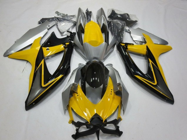 Carénages Moto Suzuki GSXR 600 / GSXR 750 2008-2010 - Jaune Argent Gris Noir