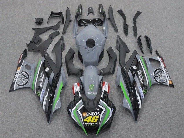 Carénages Moto Yamaha YZF R3/R25 2019-2021 - Gris Noir Vert Noir ENEOS Monstre 46
