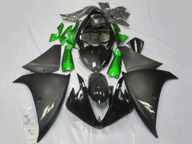 Carénages Moto Yamaha YZF 1000 R1 2009-2011 - Noir Brillant Noir Mat Vert