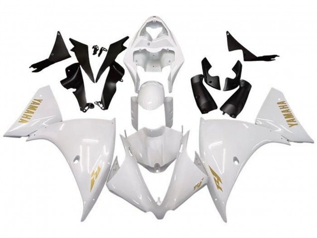Carénages Moto Yamaha YZF 1000 R1 2009-2011 - Blanc Or Décalque