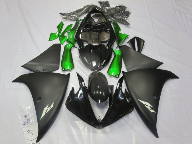 Carénages Moto Yamaha YZF 1000 R1 2012-2014 - Noir Brillant Noir Mat Vert