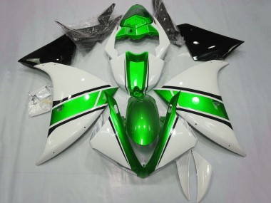 Carénages Moto Yamaha YZF 1000 R1 2012-2014 - Blanc Vert Noir Brillant