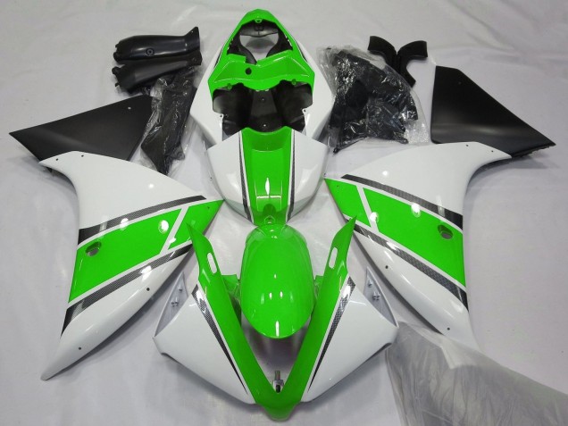 Carénages Moto Yamaha YZF 1000 R1 2012-2014 - Blanc Vert Noir Mat