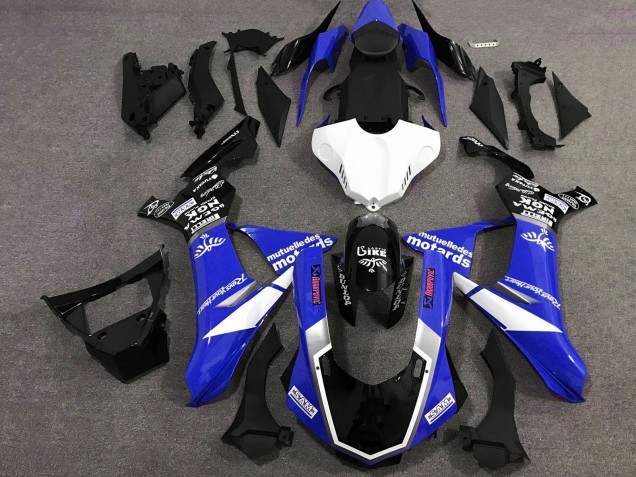 Carénages Moto Yamaha YZF 1000 R1 2015-2019 - Bleu Blanc Noir Brillant