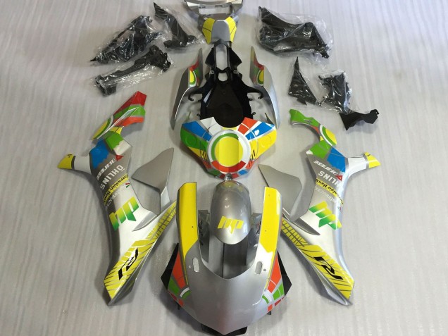 Carénages Moto Yamaha YZF 1000 R1 2015-2019 - Argent Jaune Bleu Rouge Roue Chromatique