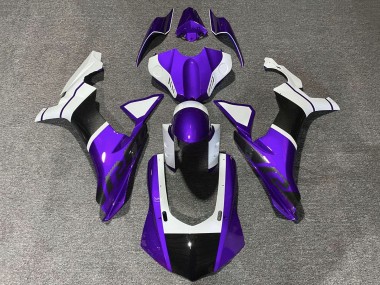 Carénages Moto Yamaha YZF 1000 R1 2020-2025 - Violet Blanc Fausse Fibre de Carbone