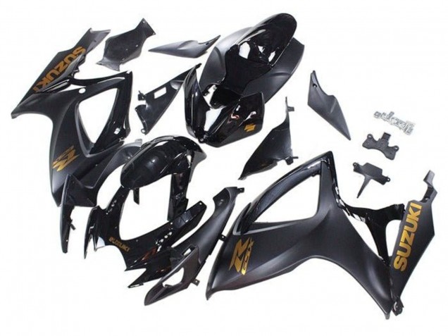 Carénages Moto Suzuki GSXR 600 / GSXR 750 2006-2007 - Noir Mat Noir Brillant Or