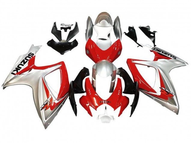 Carénages Moto Suzuki GSXR 600 / GSXR 750 2006-2007 - Argent Rouge Noir