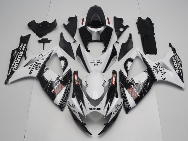Carénages Moto Suzuki GSXR 600 / GSXR 750 2006-2007 - Blanc Noir Rouge Corona Extra Motul Alstare