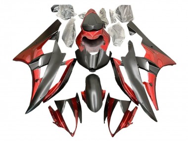 Carénages Moto Yamaha YZF R6 2006-2007 - Rouge Noir Mat