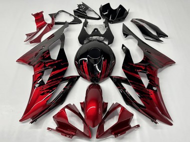 Carénages Moto Yamaha YZF R6 2008-2016 - Rouge Noir Brillant Fade