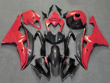 Carénages Moto Yamaha YZF R6 2008-2016 - Rouge Noir Fibre de Carbone Style