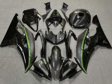 Carénages Moto Yamaha YZF R6 2008-2016 - Noir Fibre de Carbone Style Vert