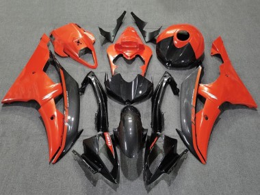 Carénages Moto Yamaha YZF R6 2008-2016 - Orange Noir Fibre de Carbone Style