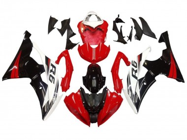 Kits Carénage Moto Yamaha YZF R6 2008-2016 - Blanc Rouge Noir Brillant