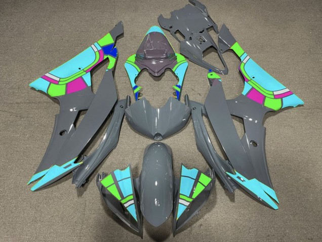 Carénages Moto Yamaha YZF R6 2008-2016 - Nardo Gris Turquoise Bleu Roue Chromatique