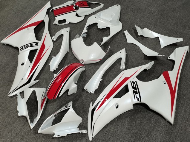 Kits Carénage Moto ABS Yamaha YZF R6 2008-2016 - Blanc Perle Rouge
